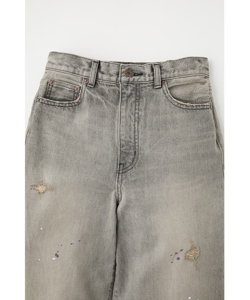 MOUSSY（マウジー）の「HW WIDE PAINT STRAIGHT（デニムパンツ・レディース・ホワイト/グレー・1/2/0）」の4枚目の写真