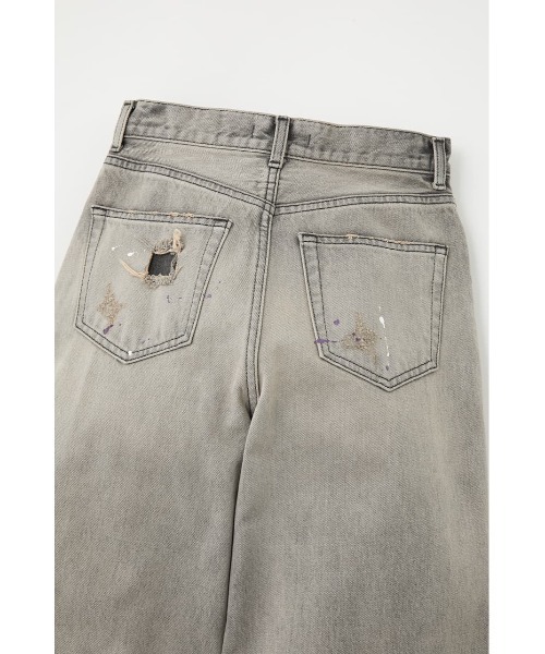 MOUSSY（マウジー）の「HW WIDE PAINT STRAIGHT（デニムパンツ・レディース・ホワイト/グレー・1/2/0）」の8枚目の写真
