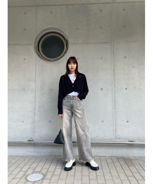 MOUSSY（マウジー）の「HW WIDE PAINT STRAIGHT（デニムパンツ・レディース・ホワイト/グレー・1/2/0）」の17枚目の写真