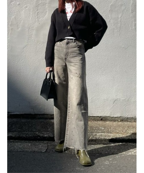 MOUSSY（マウジー）の「HW WIDE PAINT STRAIGHT（デニムパンツ・レディース・ホワイト/グレー・1/2/0）」の14枚目の写真