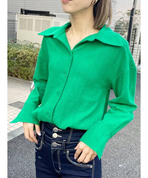 EMODA(エモダ)の「ウォールフラワーシャツ(シャツ/ブラウス・レディース・アイボリー/その他/グリーン・FREE)」の9枚目の写真