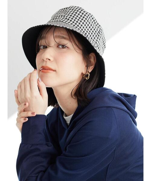 Green Parks(グリーンパークス)の「・チェックリバーシブルハット(ハット・レディース・ブラック/アイボリー・FREE)」の5枚目の写真