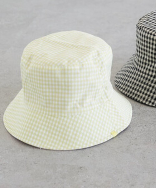 Green Parks(グリーンパークス)の「・チェックリバーシブルハット(ハット・レディース・ブラック/アイボリー・FREE)」の1枚目の写真