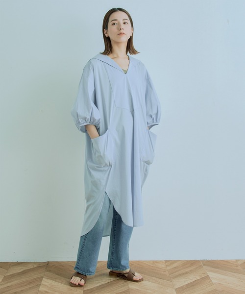 kha:ki(カーキ)の「「KHA:KI / カーキ」セーラーカラーワイドドレス"SAILOR COLLAR WIDE DRESS"(ワンピース・レディース・レッド/カーキ/サックスブルー/ホワイト・1/2)」の11枚目の写真