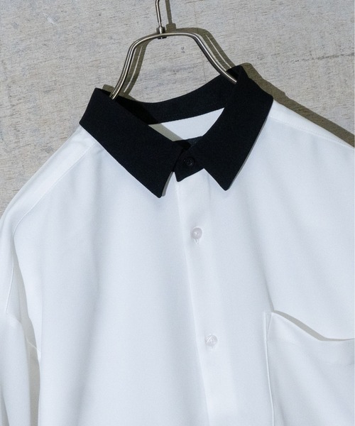 JOHN'S CLOSET（ジョンズクローゼット）の「【a】ナチュラルストレッチポリエステルクレリック半袖ビッグシャツ/ルーズシルエットシャツ（シャツ/ブラウス・メンズ・ホワイト/ブラック/ベージュ/ブルー/グリーン・MEDIUM/LARGE/X-LARGE）」の6枚目の写真