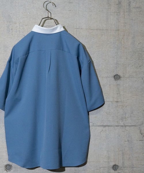 JOHN'S CLOSET（ジョンズクローゼット）の「【a】ナチュラルストレッチポリエステルクレリック半袖ビッグシャツ/ルーズシルエットシャツ（シャツ/ブラウス・メンズ・ホワイト/ブラック/ベージュ/ブルー/グリーン・MEDIUM/LARGE/X-LARGE）」の14枚目の写真