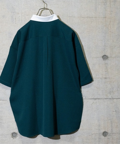 JOHN'S CLOSET（ジョンズクローゼット）の「【a】ナチュラルストレッチポリエステルクレリック半袖ビッグシャツ/ルーズシルエットシャツ（シャツ/ブラウス・メンズ・ホワイト/ブラック/ベージュ/ブルー/グリーン・MEDIUM/LARGE/X-LARGE）」の15枚目の写真