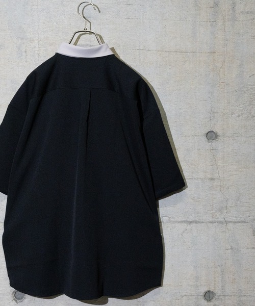 JOHN'S CLOSET（ジョンズクローゼット）の「【a】ナチュラルストレッチポリエステルクレリック半袖ビッグシャツ/ルーズシルエットシャツ（シャツ/ブラウス・メンズ・ホワイト/ブラック/ベージュ/ブルー/グリーン・MEDIUM/LARGE/X-LARGE）」の16枚目の写真