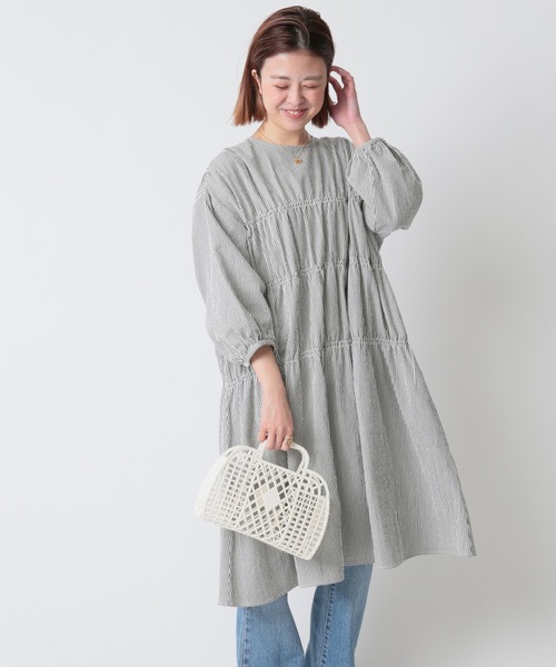 U by SPICK&SPAN(ユーバイスピックアンドスパン)の「バックリボンギャザーワンピース◆(ワンピース・レディース・ベージュ/ネイビー/サックスブルー・FREE)」の20枚目の写真