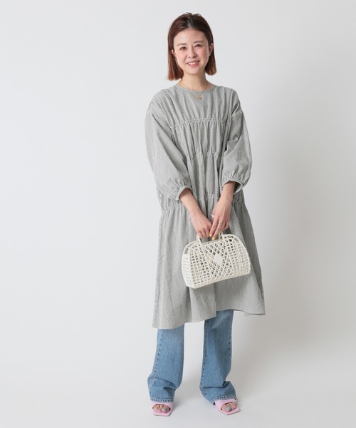 U by SPICK&SPAN(ユーバイスピックアンドスパン)の「バックリボンギャザーワンピース◆(ワンピース・レディース・ベージュ/ネイビー/サックスブルー・FREE)」の21枚目の写真