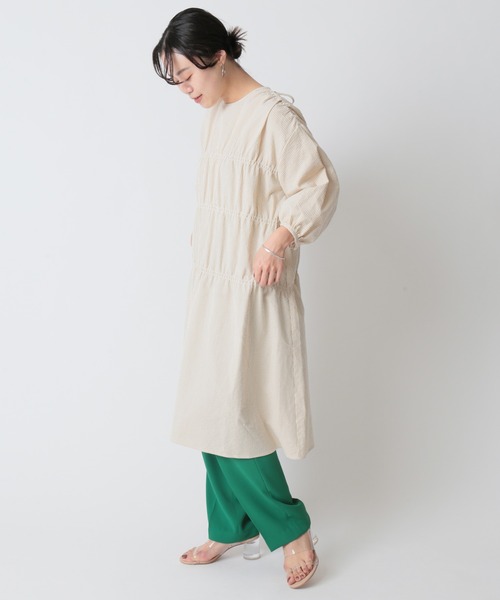 U by SPICK&SPAN(ユーバイスピックアンドスパン)の「バックリボンギャザーワンピース◆(ワンピース・レディース・ベージュ/ネイビー/サックスブルー・FREE)」の5枚目の写真