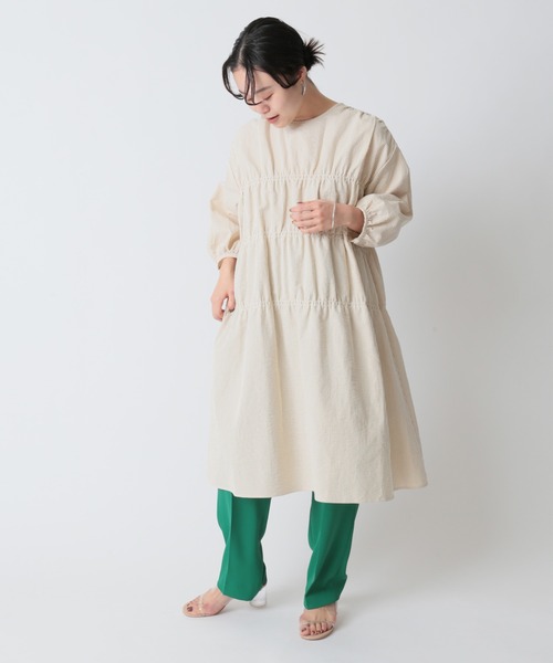 U by SPICK&SPAN(ユーバイスピックアンドスパン)の「バックリボンギャザーワンピース◆(ワンピース・レディース・ベージュ/ネイビー/サックスブルー・FREE)」の6枚目の写真