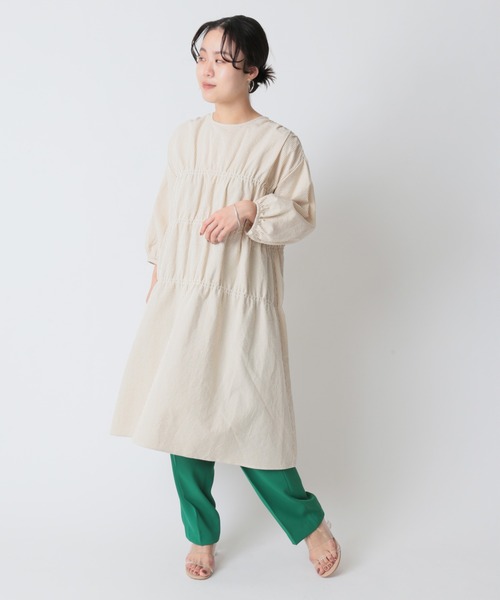U by SPICK&SPAN(ユーバイスピックアンドスパン)の「バックリボンギャザーワンピース◆(ワンピース・レディース・ベージュ/ネイビー/サックスブルー・FREE)」の9枚目の写真