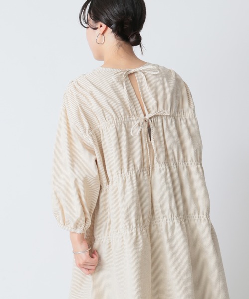 U by SPICK&SPAN(ユーバイスピックアンドスパン)の「バックリボンギャザーワンピース◆(ワンピース・レディース・ベージュ/ネイビー/サックスブルー・FREE)」の10枚目の写真