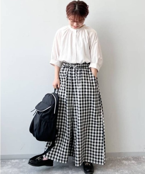 studio CLIP（スタディオクリップ）の「シングルガーゼバンドカラースリーブシャツ（シャツ/ブラウス・レディース・ライトグレー/ブラック/ライトベージュ/ブルー/グリーン/スモーク/ネイビー・MEDIUM/LARGE）」の12枚目の写真