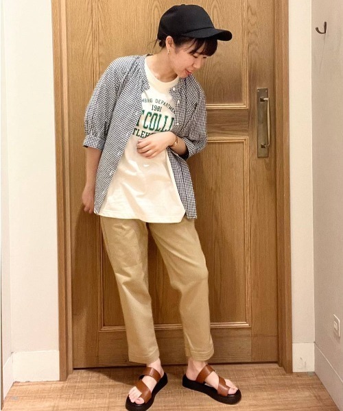 studio CLIP（スタディオクリップ）の「シングルガーゼバンドカラースリーブシャツ（シャツ/ブラウス・レディース・ライトグレー/ブラック/ライトベージュ/ブルー/グリーン/スモーク/ネイビー・MEDIUM/LARGE）」の15枚目の写真