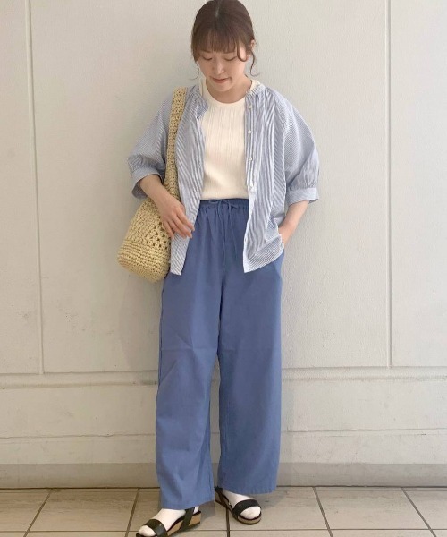 studio CLIP（スタディオクリップ）の「シングルガーゼバンドカラースリーブシャツ（シャツ/ブラウス・レディース・ライトグレー/ブラック/ライトベージュ/ブルー/グリーン/スモーク/ネイビー・MEDIUM/LARGE）」の16枚目の写真