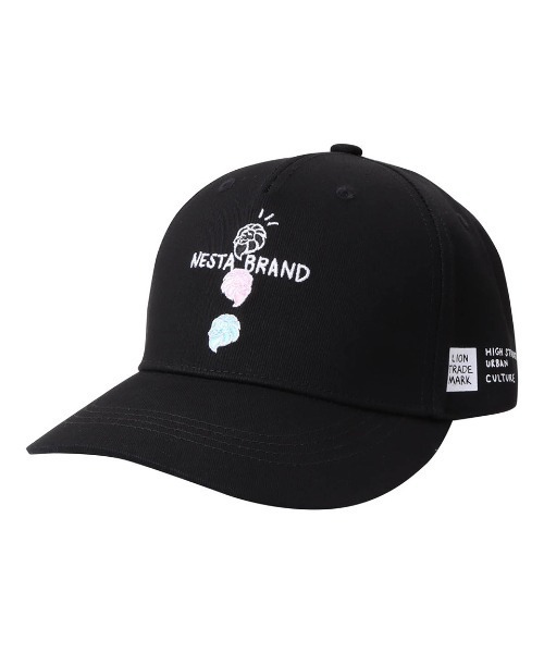 NESTA BRAND(ネスタブランド)の「_x001F_カラーロゴ刺繍ドローイングCAP(キャップ・メンズ・ブラック/サーモンピンク・F)」の2枚目の写真