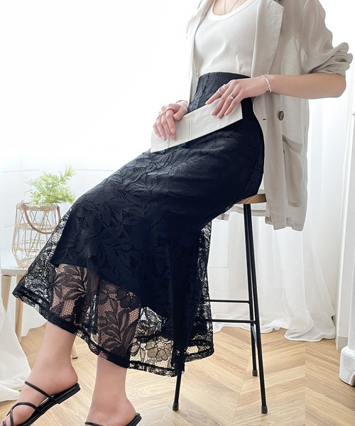 classicalelf(クラシカルエルフ)の「花柄レースマーメイドスカート(スカート・レディース・ブラック/ベージュ/モカ・SMALL/MEDIUM/LARGE/X-LARGE)」の11枚目の写真