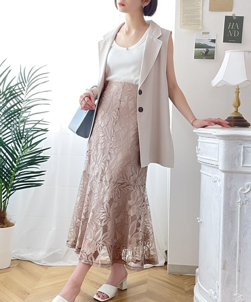 classicalelf(クラシカルエルフ)の「花柄レースマーメイドスカート(スカート・レディース・ブラック/ベージュ/モカ・SMALL/MEDIUM/LARGE/X-LARGE)」の10枚目の写真