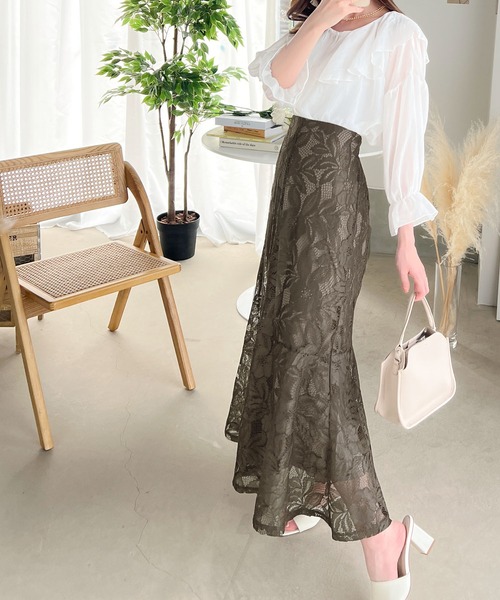 classicalelf(クラシカルエルフ)の「花柄レースマーメイドスカート(スカート・レディース・ブラック/ベージュ/モカ・SMALL/MEDIUM/LARGE/X-LARGE)」の7枚目の写真