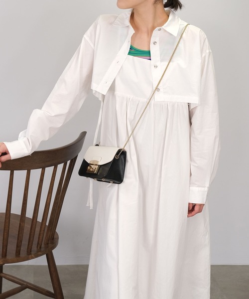 ANDJ(アンドジェイ)の「ショート丈ルーズシャツ(シャツ/ブラウス・レディース・ブラック/オフホワイト・M)」の1枚目の写真