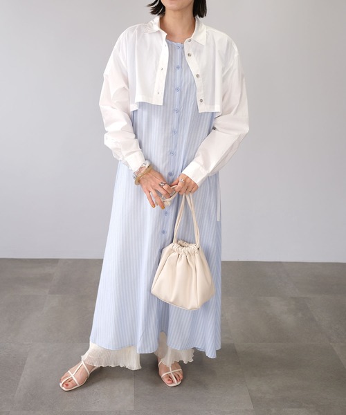 ANDJ(アンドジェイ)の「ショート丈ルーズシャツ(シャツ/ブラウス・レディース・ブラック/オフホワイト・M)」の3枚目の写真