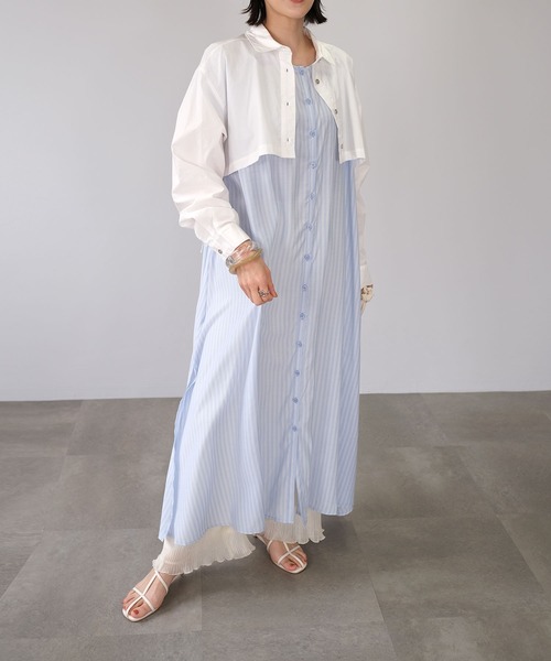 ANDJ(アンドジェイ)の「ショート丈ルーズシャツ(シャツ/ブラウス・レディース・ブラック/オフホワイト・M)」の6枚目の写真