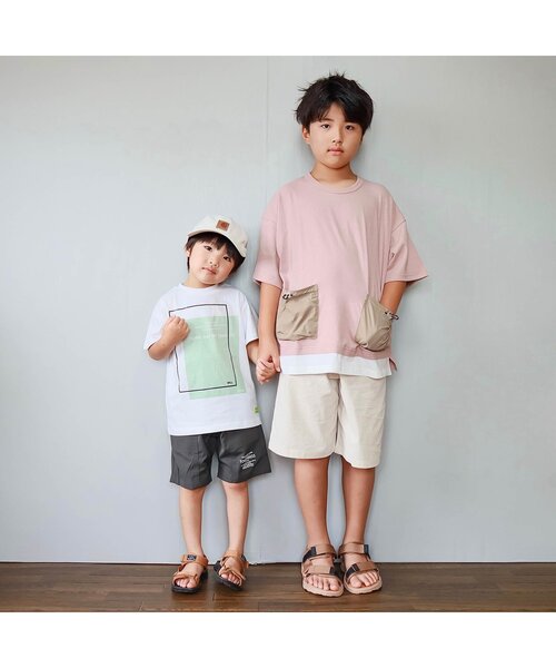 BREEZE by saori(ブリーズバイサオリ)の「/NET別注3色3柄ロゴTシャツ by saori(Tシャツ/カットソー・キッズ・ベージュ/サックスブルー/オフホワイト・100/140/110/130/90/120/150)」の7枚目の写真