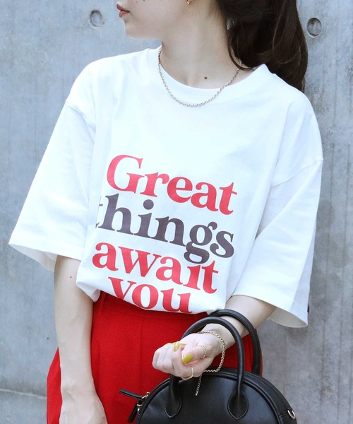 HONEYSUCKLE ROSE(ハニーサックルローズ)の「【HONEYSUCKLE ROSE】配色ロゴプリントTシャツ(Tシャツ/カットソー・レディース・ブラウン/ホワイト/グレー・L/M)」の2枚目の写真