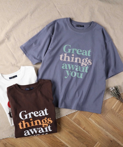 HONEYSUCKLE ROSE(ハニーサックルローズ)の「【HONEYSUCKLE ROSE】配色ロゴプリントTシャツ(Tシャツ/カットソー・レディース・ブラウン/ホワイト/グレー・L/M)」の7枚目の写真