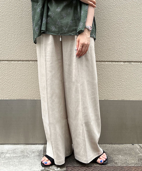 LBC(エルビーシー)の「ウエストシャーリングワイドパンツ(その他パンツ・レディース・チャコールグレー/ベージュ/ダークオリーブ/ブルー・M/L)」の3枚目の写真