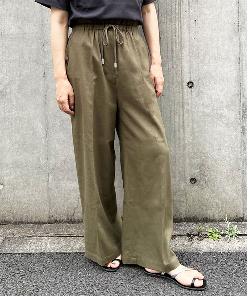 LBC(エルビーシー)の「ウエストシャーリングワイドパンツ(その他パンツ・レディース・チャコールグレー/ベージュ/ダークオリーブ/ブルー・M/L)」の4枚目の写真