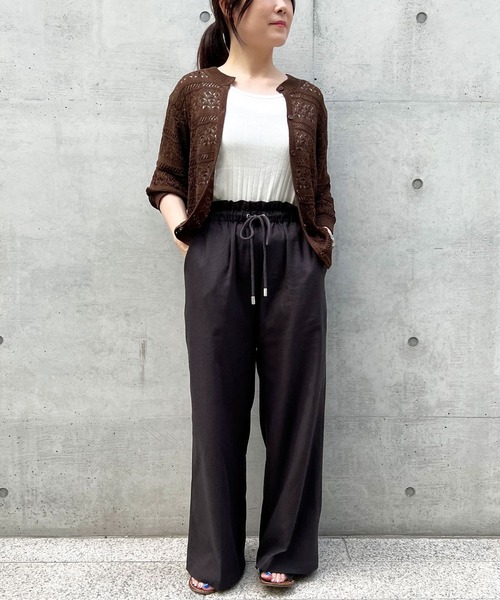 LBC(エルビーシー)の「ウエストシャーリングワイドパンツ(その他パンツ・レディース・チャコールグレー/ベージュ/ダークオリーブ/ブルー・M/L)」の5枚目の写真