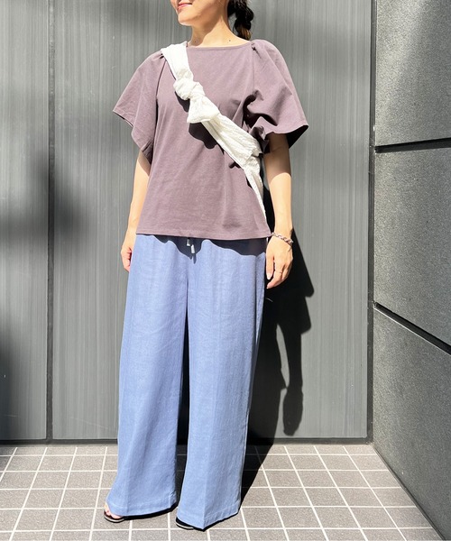 LBC(エルビーシー)の「ウエストシャーリングワイドパンツ(その他パンツ・レディース・チャコールグレー/ベージュ/ダークオリーブ/ブルー・M/L)」の6枚目の写真
