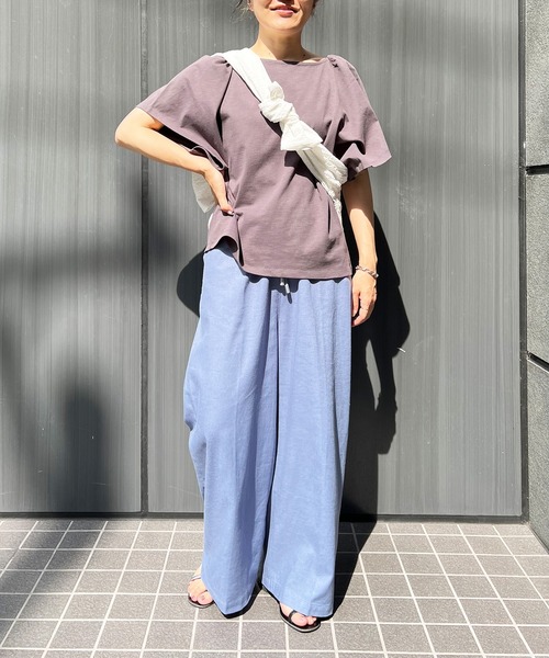 LBC(エルビーシー)の「ウエストシャーリングワイドパンツ(その他パンツ・レディース・チャコールグレー/ベージュ/ダークオリーブ/ブルー・M/L)」の7枚目の写真
