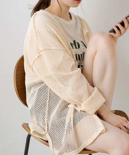 Kastane（カスタネ）の「メッシュ2WAYオーバーカーディガン（カーディガン/ボレロ・レディース・オフホワイト/ブラック/ベージュ・FREE）」の3枚目の写真