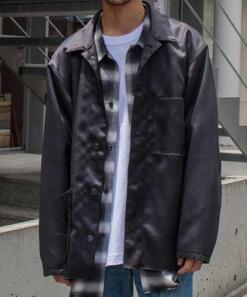 GLOSTER(グロスター)の「【GLOSTER/グロスター】フェイクレザー カバーオール SDGs(ブルゾン・メンズ・ブラック・M/L)」の1枚目の写真