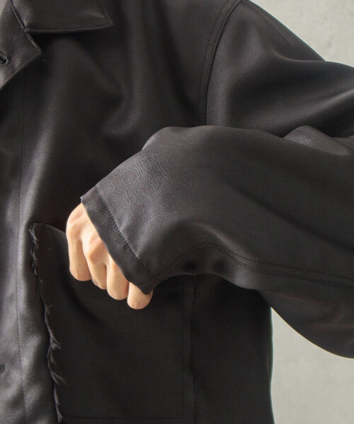 GLOSTER(グロスター)の「【GLOSTER/グロスター】フェイクレザー カバーオール SDGs(ブルゾン・メンズ・ブラック・M/L)」の14枚目の写真