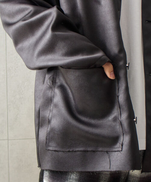 GLOSTER(グロスター)の「【GLOSTER/グロスター】フェイクレザー カバーオール SDGs(ブルゾン・メンズ・ブラック・M/L)」の15枚目の写真