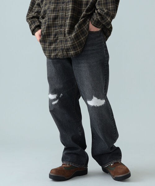 BEAMS（ビームス）の「BEAMS / ダメージ ワイドデニム（その他パンツ・メンズ・ブラック系その他4/インディゴブルー・M/L/S/XL）」の5枚目の写真