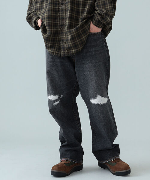 BEAMS（ビームス）の「BEAMS / ダメージ ワイドデニム（その他パンツ・メンズ・ブラック系その他4/インディゴブルー・M/L/S/XL）」の6枚目の写真