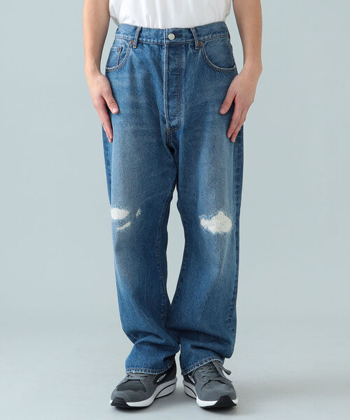 BEAMS（ビームス）の「BEAMS / ダメージ ワイドデニム（その他パンツ・メンズ・ブラック系その他4/インディゴブルー・M/L/S/XL）」の11枚目の写真