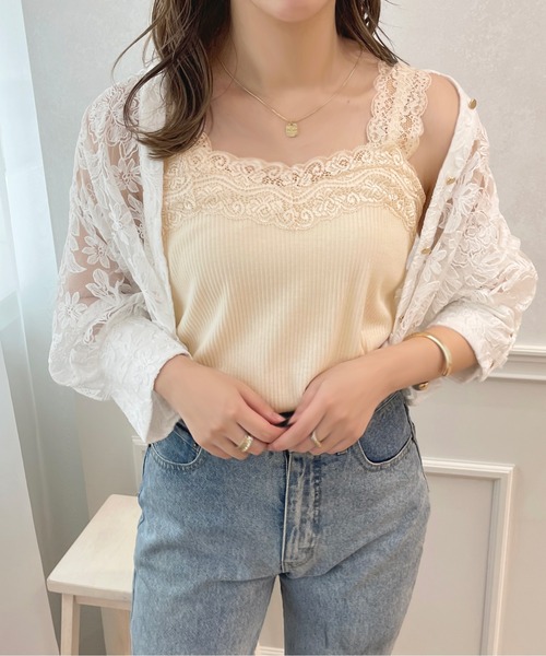 apres jour（アプレジュール）の「レースタンクインナー【ZOZOTOWN限定アイテム】（タンクトップ・レディース・アイボリー/ブラック/オフホワイト・X-LARGE/フリー）」の11枚目の写真