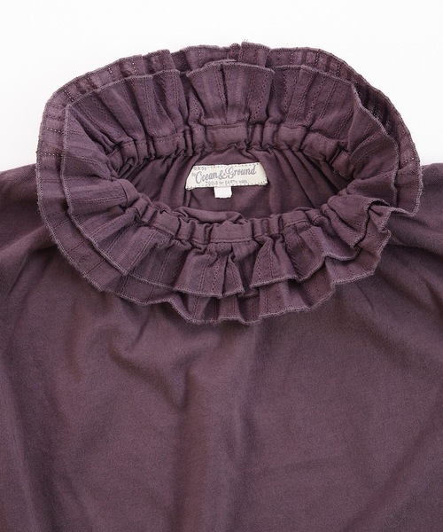 Ocean&Ground（オーシャン&グラウンド）の「フリルカラーバルーンTシャツ（80～140cm）（Tシャツ/カットソー・キッズ・ホワイト/パープル/イエロー/チャコール・90/100/110/120/80/130/95/140）」の10枚目の写真
