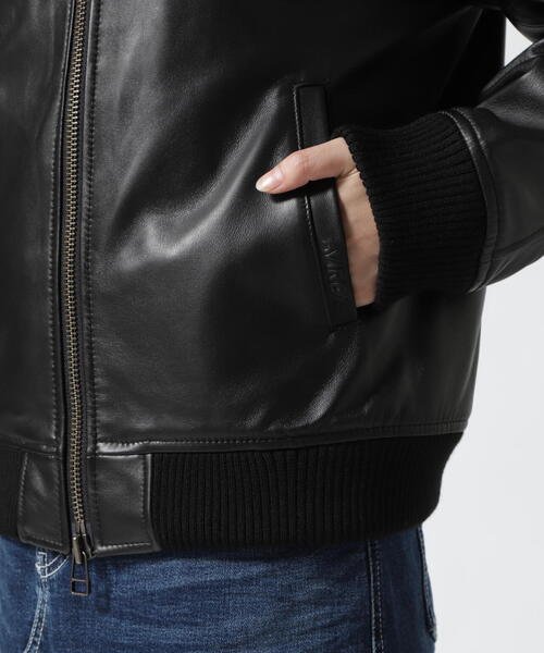 AVIREX（アヴィレックス）の「【Women's/ウィメンズ】 LEATHER MA-1/ レザーMA-1 / アヴィレックス / AVIREX（MA-1・レディース・ブラック/ベージュ・M/L/S）」の14枚目の写真