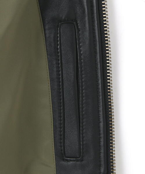 AVIREX（アヴィレックス）の「【Women's/ウィメンズ】 LEATHER MA-1/ レザーMA-1 / アヴィレックス / AVIREX（MA-1・レディース・ブラック/ベージュ・M/L/S）」の8枚目の写真