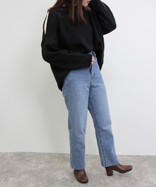 MLI'A（エムリア）の「肩スリットニット（ニット/セーター・レディース・ブラック/オレンジ/ブルー/ナチュラル・M）」の9枚目の写真