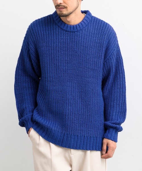 coca(coca)(コカ)の「メンズざっくりニット(ニット/セーター・レディース・ブラック/アイボリー/ブルー/ベージュ・M/L)」の4枚目の写真