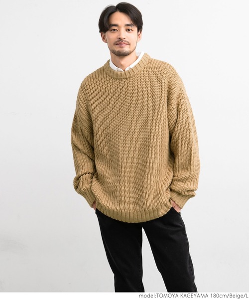 coca(coca)(コカ)の「メンズざっくりニット(ニット/セーター・レディース・ブラック/アイボリー/ブルー/ベージュ・M/L)」の11枚目の写真